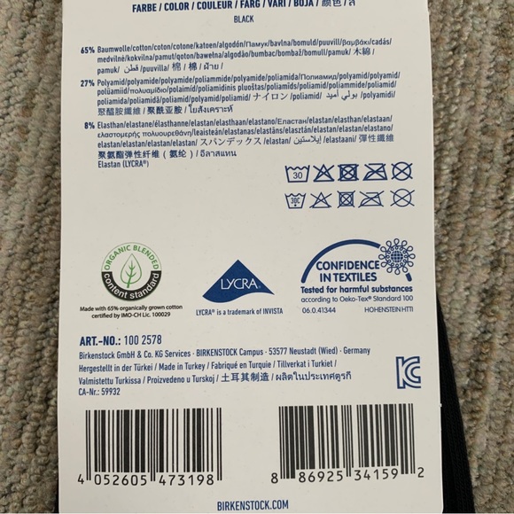 BIRKENSTOCK MENS NEW BLACK COTTON POLY ELASTANE FOOTBED COMFORT SOLE SOCKS 12-14 - Picture 14 of 14